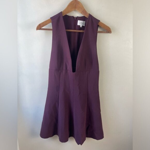 Aritzia Wilfred Burgundy Montbrun Dress fit and flare sleeveless plunge size 2 - Picture 2 of 10
